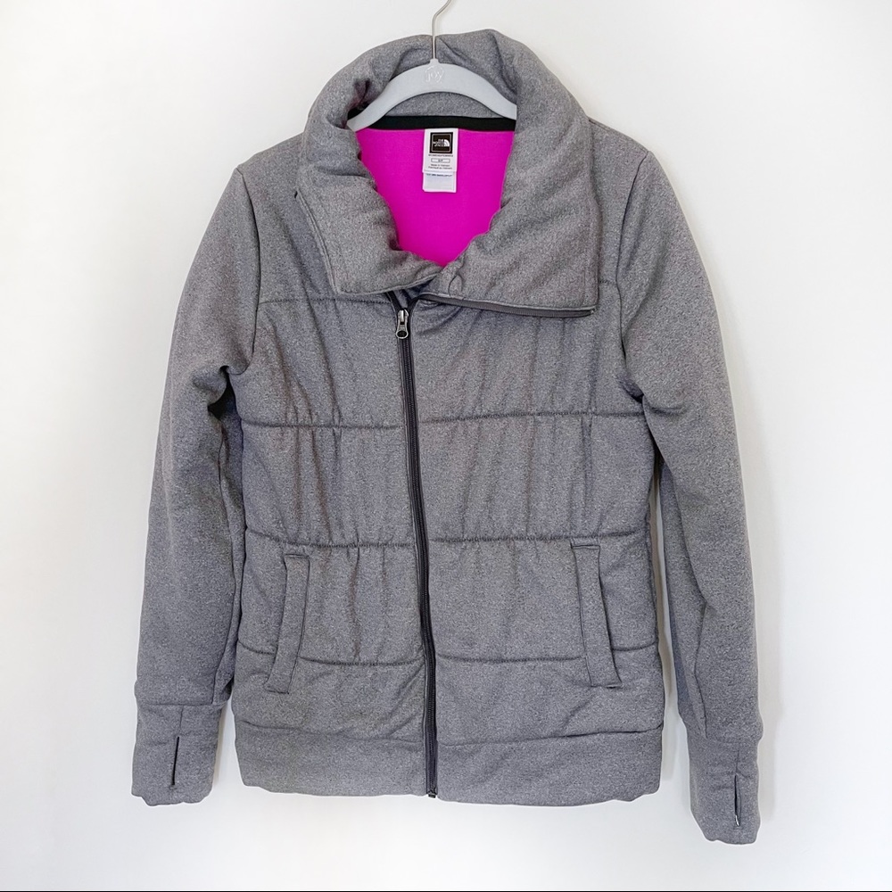 North Face gray quilted jacket size small